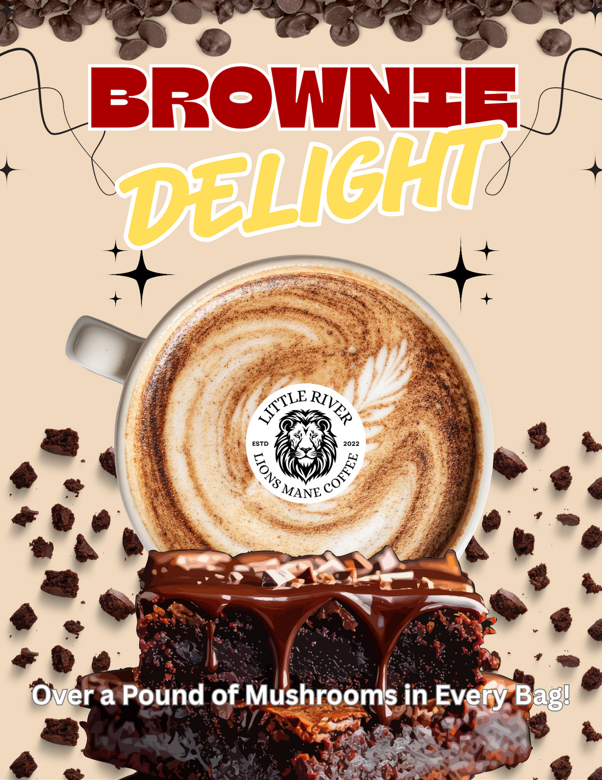 Brownie Delight Lion's Mane Mushroom Coffee